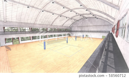 Gymnasium volleyball game illustration 46 Gymnasium volleyball game illustration 46 58560712
