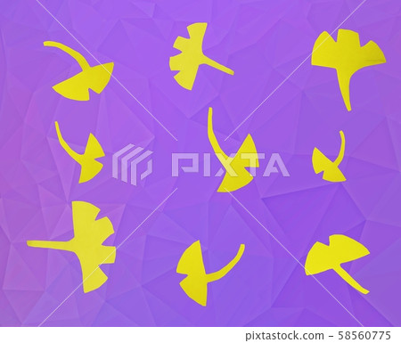 銀杏葉和紫色多邊形背景在秋天 58560775