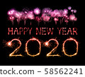 2020 happy new year fireworks written sparklers at 58562241