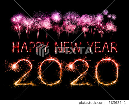 2020 happy new year fireworks written sparklers at 2020 happy new year fireworks written sparklers at 58562241