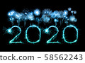 2020 happy new year fireworks written sparklers at 58562243