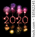 2020 happy new year fireworks written sparklers at 58562245