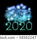 2020 happy new year fireworks written sparklers at 58562247