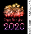 2020 happy new year fireworks written sparklers at 58562248