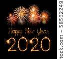 2020 happy new year fireworks written sparklers at 58562249