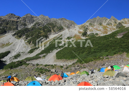 Northern Alps, Suhotaka Mountain Range Longitudinal Landscape, Aisawa Tent Park, Okuhotakadake and Serizawadake Northern Alps, Suhotaka Mountain Range Longitudinal Landscape, Aisawa Tent Park, Okuhotakadake and Serizawadake 58564016