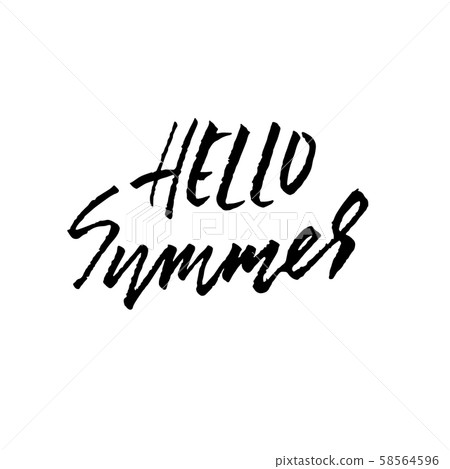 Hello summer lettering. Modern dry brush inscription. Vector illustration. 58564596