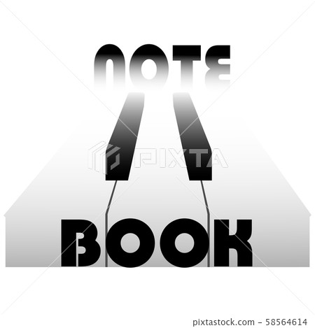 Notebook logo with piano keys and the inscription Notebook logo with piano keys and the inscription 58564614