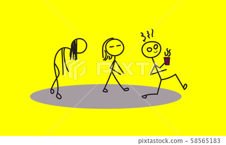 Stick man with coffee 58565183