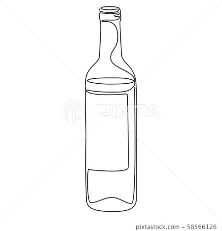 Continuous line drawing. Bottle of wine. Vector illustration. 58566126