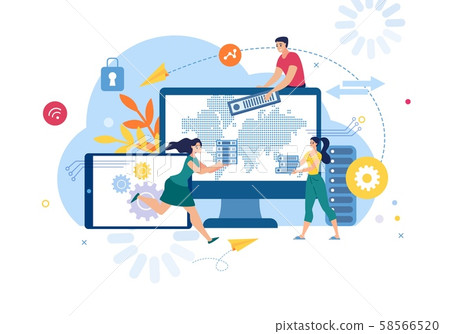 Cloud Service Data Backup Flat Vector Concept 58566520