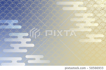 Japanese pattern background L, blue gold 58566933