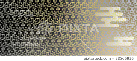 Japanese pattern background M, black gold 58566936