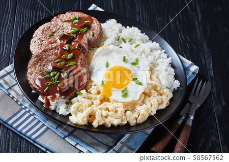loco moco of rice, burgers and egg 58567562