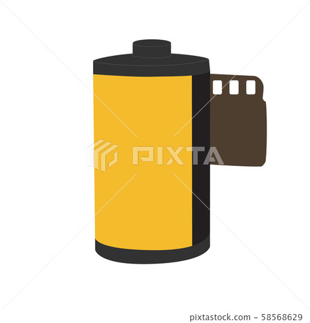 film camera logo on white background. flat style. camera film roll symbol. camera vintage film roll cartridge.  58568629