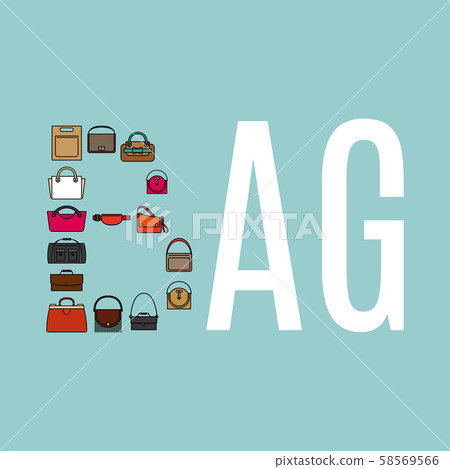 Word Bag with bags icons Word Bag with bags icons 58569566