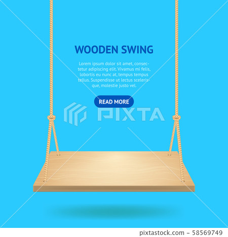 Realistic Detailed 3d Hanging Wooden Swing Card. Vector Realistic Detailed 3d Hanging Wooden Swing Card. Vector 58569749
