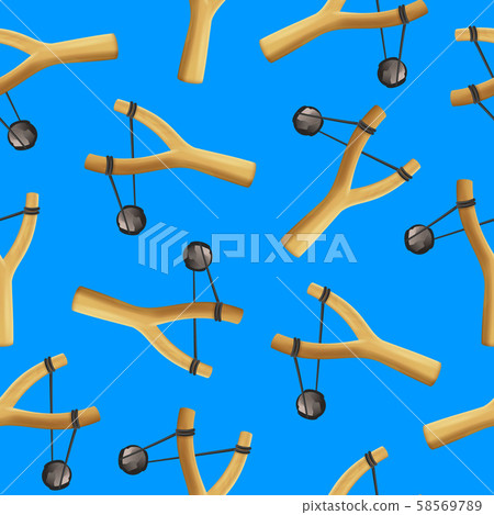 Realistic Detailed 3d Slingshot Danger Toy Seamless Pattern Background. Vector 58569789