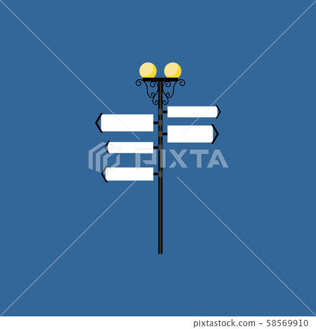 Street light with read sign 58569910