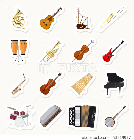 Musical instruments stickers set - Stock Illustration [58569937] - PIXTA