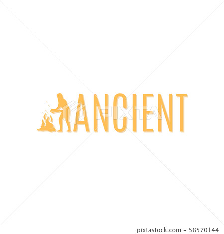 Woman making fire ancient logo design 58570144