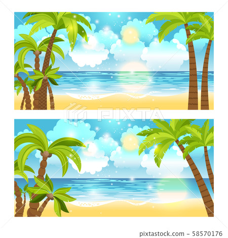 Summer time sea view banners set 58570176
