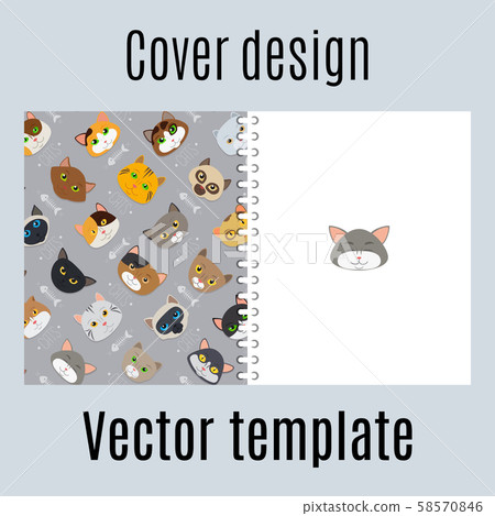 Cover design with fur cats pattern 58570846