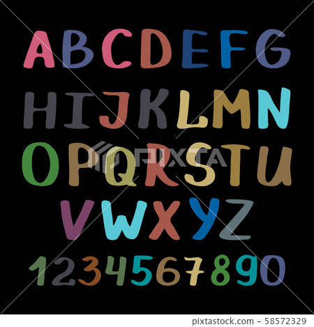 Calligraphy alphabet on black background Calligraphy alphabet on black background 58572329