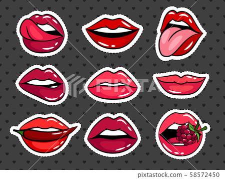 Female lips stickers set 58572450