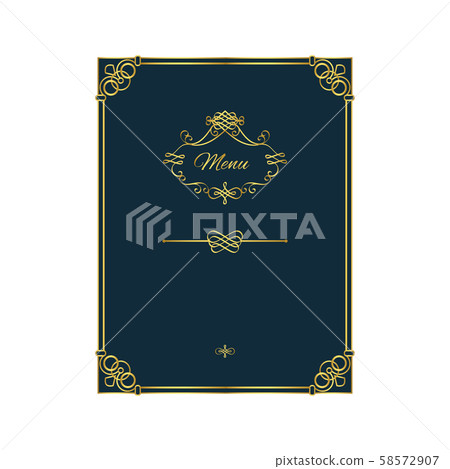 Vintage golden menu template on blue Vintage golden menu template on blue 58572907