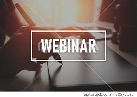 Man learning graphic design, webinar concept Man learning graphic design, webinar concept 58573183