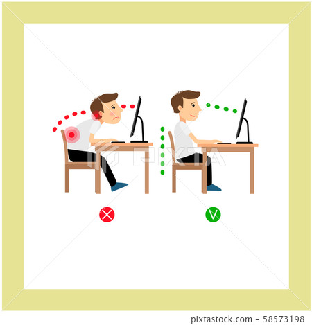 Correct Sitting Posture Stock Illustration 58573198 Pixta