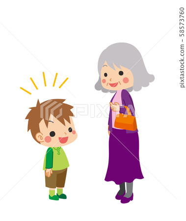 A polite little boy who greets cheerfully 58573760