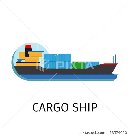 Cargo ship in flat style - Stock Illustration [58574020] - PIXTA