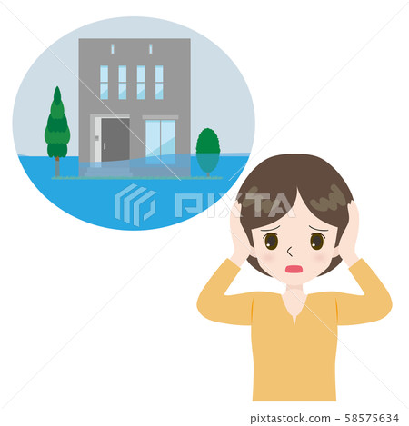 悲哀的女人淹沒了房子 58575634