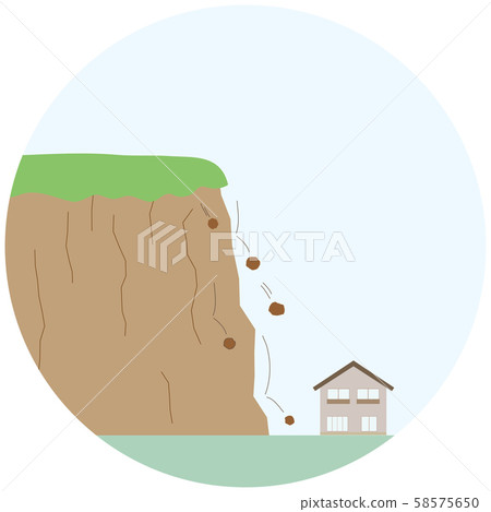 前體滑坡,卵石和岩石倒下 前體滑坡,卵石和岩石倒下 58575650