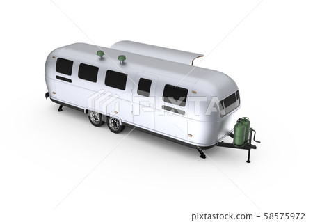 Retro street food trailer isolated and photo realistic 3D Illustration. Retro street food trailer isolated and photo realistic 3D Illustration. 58575972