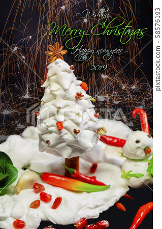 Christmas Greeting Card Ingredients Snowman Stock Photo