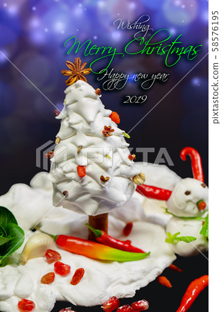 耶誕賀卡，食材，雪人，クリスマスグリーティングカード、食材、雪だるま、 ingredients, 58576195