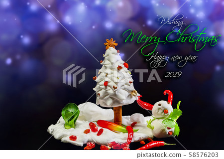 耶誕賀卡，食材，雪人，クリスマスグリーティングカード、食材、雪だるま、 ingredients, 58576203