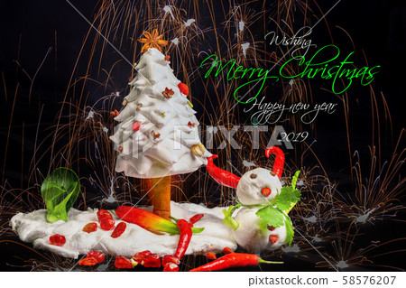 Christmas greeting card, ingredients, snowman, クリスマスグリーティングカード, ingredients, ferrets, ingredients, 58576207