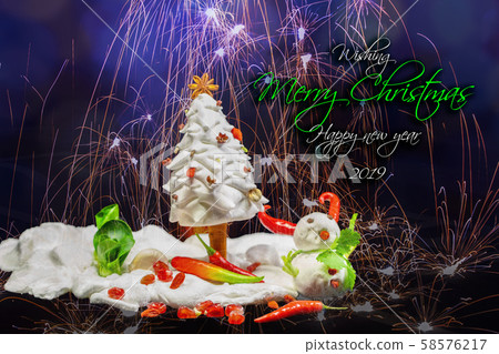耶誕賀卡，食材，雪人，クリスマスグリーティングカード、食材、雪だるま、 ingredients, 58576217