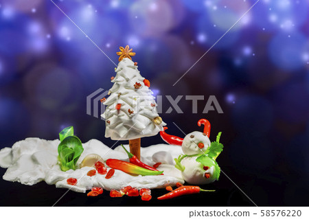 Christmas Greeting Card Ingredients Snowman Stock Photo