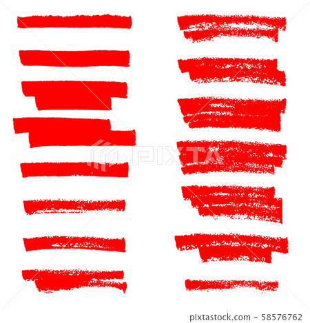 Vector red highlighter brush lines. Hand drawing. Vector red highlighter brush lines. Hand drawing. 58576762