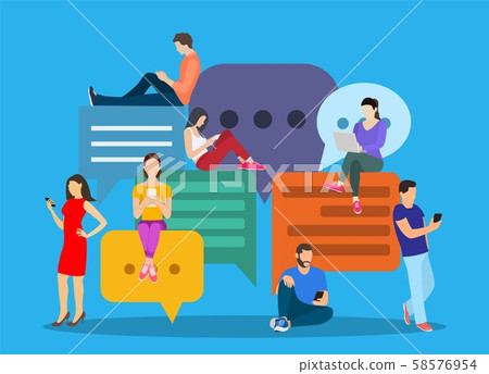 happy people use mobile smartphone - Stock Illustration [58576954] - PIXTA