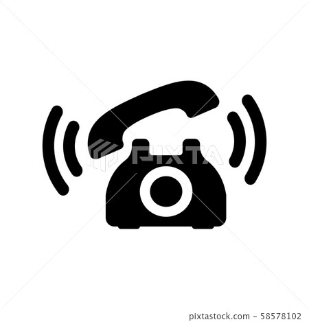 Retro phone icon in black with waves Retro phone icon in black with waves 58578102