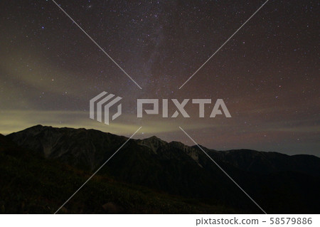 Hakuba Sanzan and the sky full of stars from Hakuba Happo-one 58579886