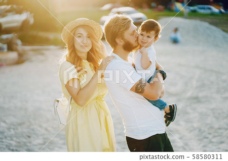 family on a beach 58580311