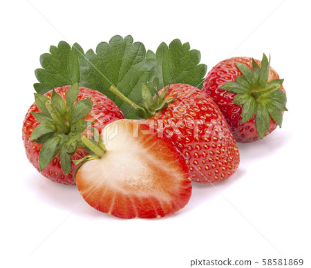 Ripe strawberries on white background 58581869