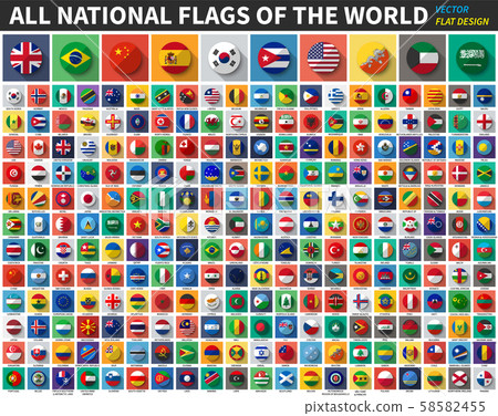 All national flags of the world . Flat color and-插圖素材 [58582455] - PIXTA圖庫
